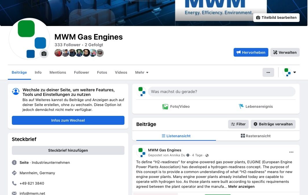 MWM brand channels on Facebook and LinkedIn